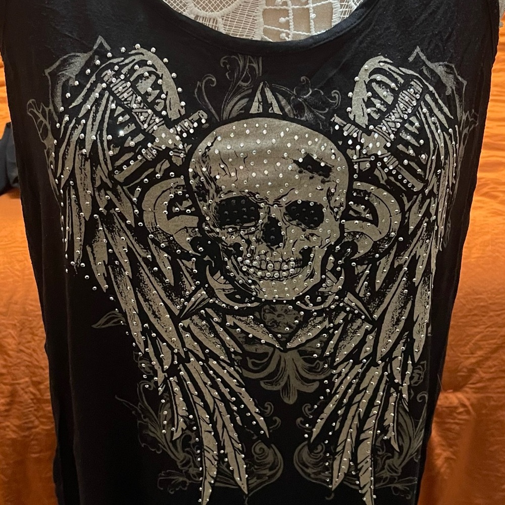 Black Skull Graphic Tank Top